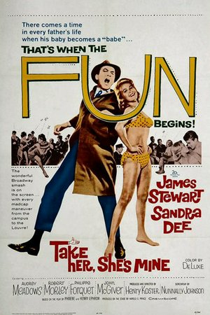 Take Her, She's Mine, James Stewart, Sandra Dee, Audrey Meadows, Robert Morley, Philippe Forquet, John McGiver, Robert Denver, Monica Moran, Jenny Maxwell, Cynthia Pepper